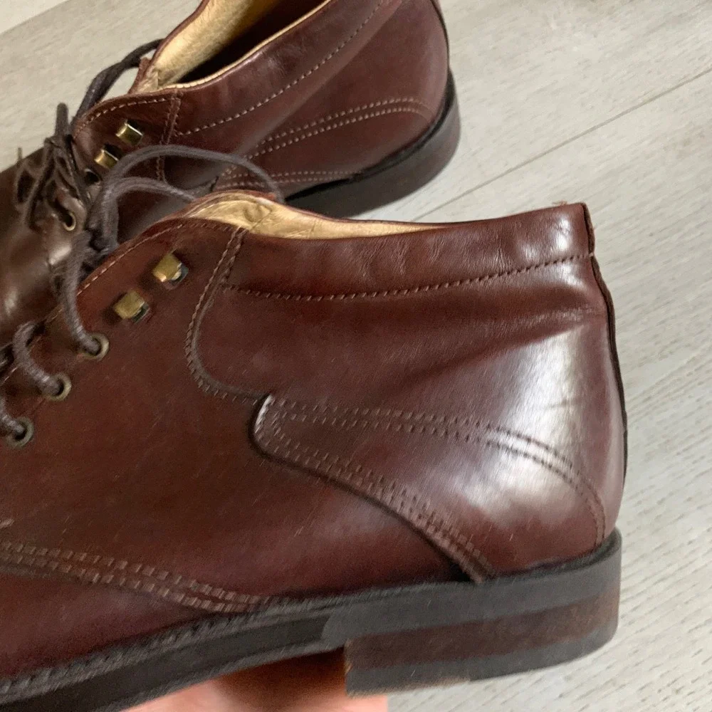 BrassBoot Mens‎ Leather Brown Chukka Boots Lace Up Made In Italy Classic Dressy